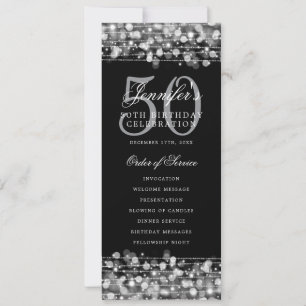 Elegant 50th Birthday Party Program Silver Invitation