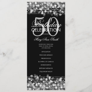 Elegant 50th Birthday Party Program Silver w/ Menu
