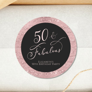 Elegant 50th Birthday Party Rose Gold Classic Round Sticker