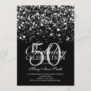 Elegant 50th Birthday Party Silver Midnight Glam Invitation