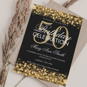 Elegant 50th Birthday Party Sparkles Gold Invitation