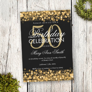 Elegant 50th Birthday Party Sparkles Gold Invitation