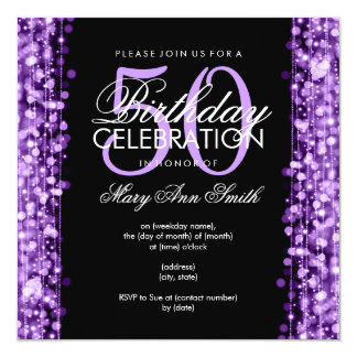 purple birthday invitation
