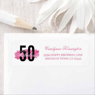 Elegant 50th Birthday Pink Watercolor Address