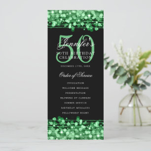 Elegant 50th Birthday Program Green Thank You Invitation