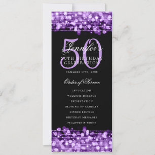 Elegant 50th Birthday Program Purple Lights  Invitation