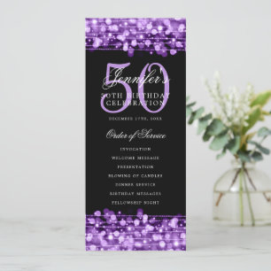 Elegant 50th Birthday Program Purple Thank You Invitation