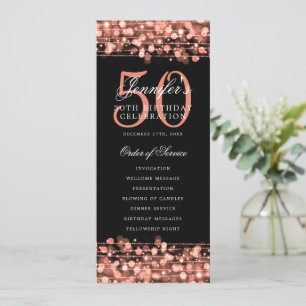 Elegant 50th Birthday Program Rose Gold Thank You Invitation