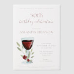 Elegant 50th Birthday Red Wine Surprise Birthday  Vellum Invitations<br><div class="desc">Elegant 50th Birthday Red Wine Surprise Birthday Party Vellum Invitation. 50th birthday party invitation for her or him. Invitation with watercolor red wine glass, roses and twigs. The text is fully customisable - personalise it with your name, any age - 30th 40th 80th 60th 70th 90th 100th, date and time,...</div>
