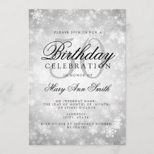 Elegant 50th Birthday Silver Winter Wonderland Invitation