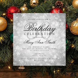 Elegant 50th Birthday Silver Winter Wonderland Invitation