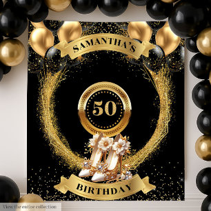 Elegant 50th Birthday Tapestry Gold Sparkle Heels