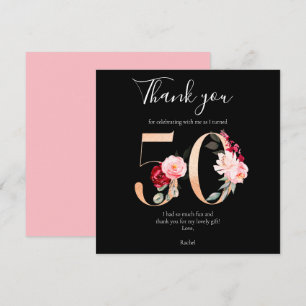 Elegant 50th Birthday Thank You Flat Card