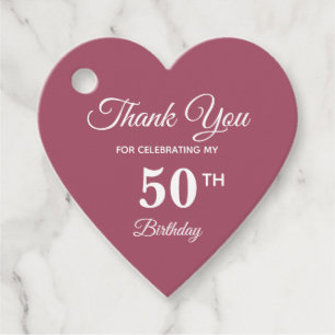 Elegant 50th Birthday Thank You Rose Gold Favour Tags