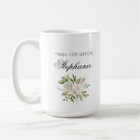 Elegant 50th Birthday White Floral