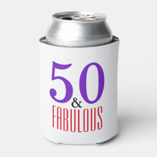 Elegant 50th Fabulous Birthday Gift Can Cooler
