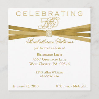 Elegant 50th- Fiftieth Birthday Party Invitations