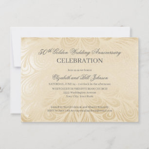 Elegant 50th Gold Wedding Anniversary Invitation