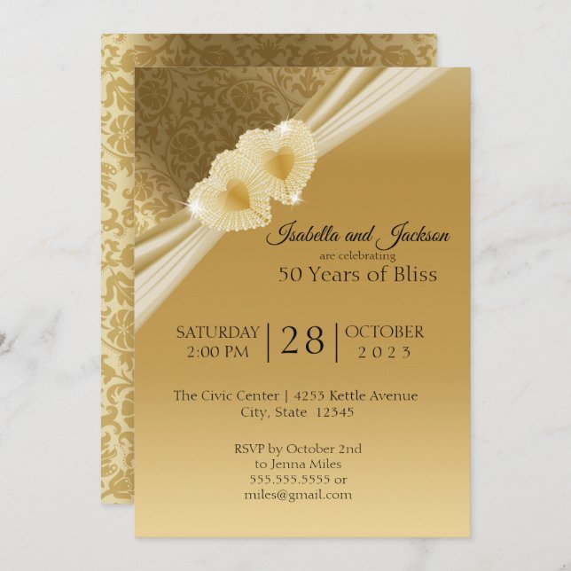 Elegant 50th Golden Anniversary Design Invitation (Front/Back)