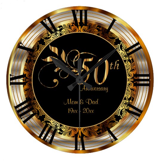Elegant 50th Golden Anniversary Large Clock | Zazzle.co.uk