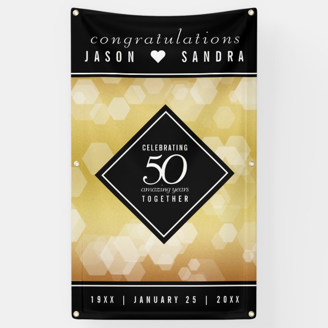Elegant 50th Golden Wedding Anniversary Banner (Vertical)