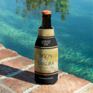 Elegant 50th Golden Wedding Anniversary Bottle Cooler