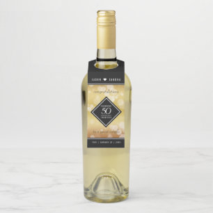 Elegant 50th Golden Wedding Anniversary Bottle Tag