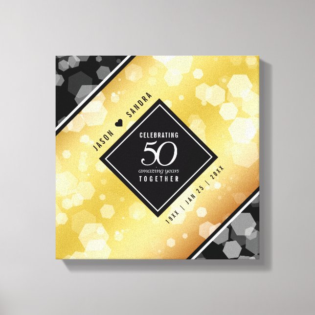 Elegant 50th Golden Wedding Anniversary Canvas Print (Front)