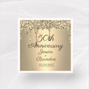 Elegant 50th Golden Wedding Anniversary Couple Napkin