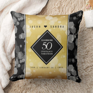 Elegant 50th Golden Wedding Anniversary Cushion