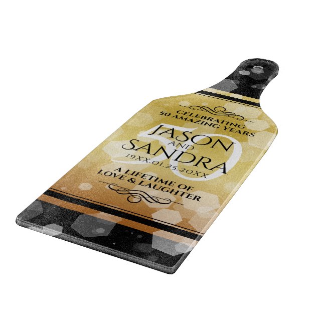 Elegant 50th Golden Wedding Anniversary Cutting Board (Corner)