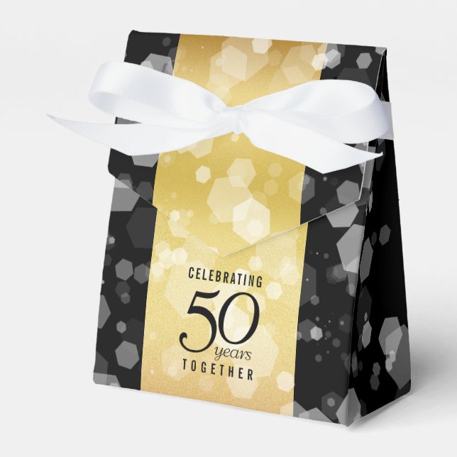 Elegant 50th Golden Wedding Anniversary Favour Box (Front Side)
