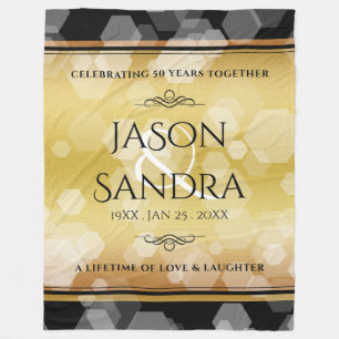 Elegant 50th Golden Wedding Anniversary Fleece Blanket