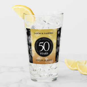 Elegant 50th Golden Wedding Anniversary Glass