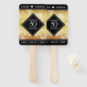 Elegant 50th Golden Wedding Anniversary Hand Fan