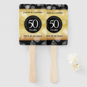 Elegant 50th Golden Wedding Anniversary Hand Fan