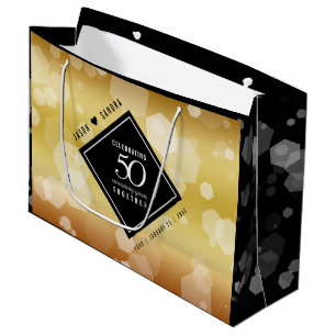 Elegant 50th Golden Wedding Anniversary Large Gift Bag