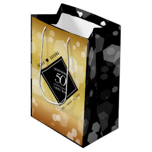 Elegant 50th Golden Wedding Anniversary Medium Gift Bag