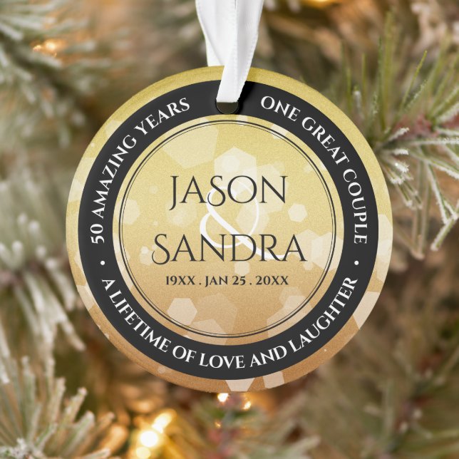Elegant 50th Golden Wedding Anniversary Ornament (Tree)