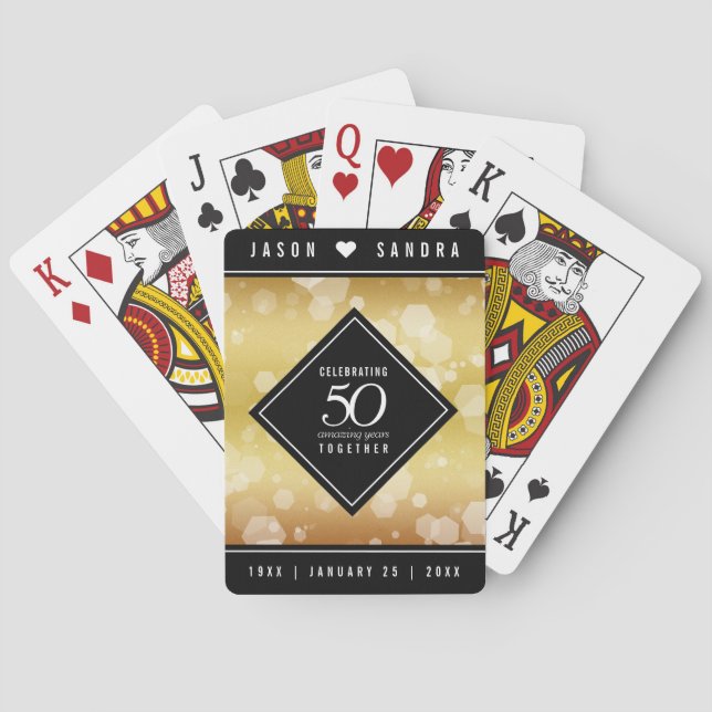 Elegant 50th Golden Wedding Anniversary Playing Cards (Back)