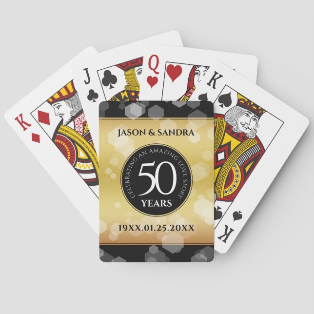 Elegant 50th Golden Wedding Anniversary Playing Cards (Back)