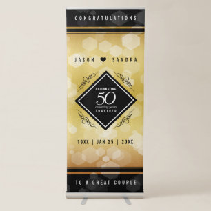 Elegant 50th Golden Wedding Anniversary Retractable Banner