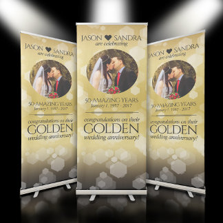Elegant 50th Golden Wedding Anniversary Retractable Banner
