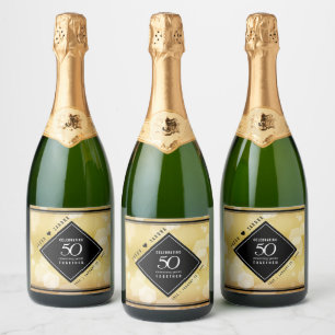 Elegant 50th Golden Wedding Anniversary Sparkling Wine Label