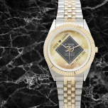 Elegant 50th Golden Wedding Anniversary Watch<br><div class="desc">Celebrate the 50th wedding anniversary and a love that stands the test of time with this stylish watch! Elegant black and white lettering with hexagonal confetti on a gold foil background add a memorable touch for this special occasion and extraordinary milestone. Personalize with the couple's names and dates of marriage....</div>