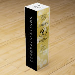 Elegant 50th Golden Wedding Anniversary Wine Box<br><div class="desc">Add an extra special touch to 50th wedding anniversary celebrations with this commemorative wine gift box! Elegant black serif and sans serif lettering with hexagonal confetti on a golden background add a memorable touch for this special occasion and extraordinary milestone. Customise with the happy couple's names and the years of...</div>