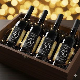 Elegant 50th Golden Wedding Anniversary Wine Label