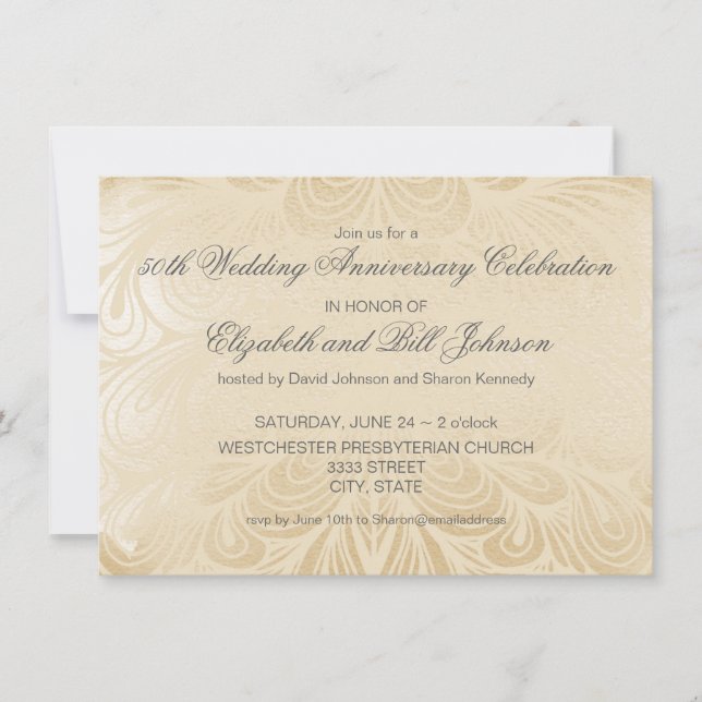 Elegant 50th Silver Wedding Anniversary Invitation (Front)