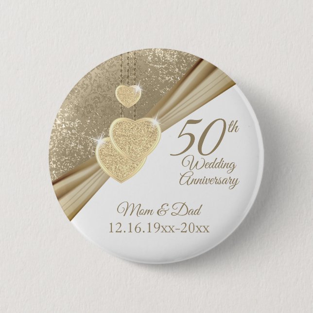 Elegant 50th Wedding Anniversary   6 Cm Round Badge (Front)