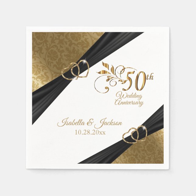 Elegant 50th  Wedding Anniversary Design Napkin (Front)